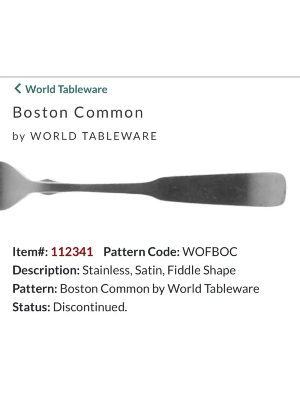 World Tableware Boston Common Serving Fork & Slotted Spoon Set Stainless Discont
